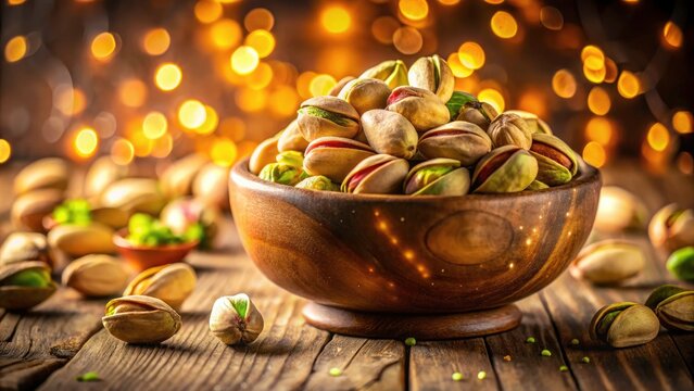 Bokeh Photography: Pistachio Nuts in a Bowl - Delicious, Green, Healthy Snack