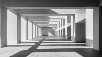 Fototapeta premium Monochrome architectural photo of a skyscraper, shadows and light defining its clean, modern geometry