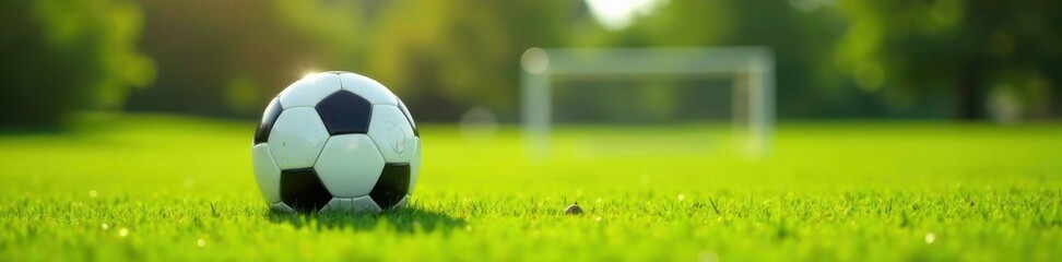 Obraz premium Soccer ball bouncing on grass, green, soccer