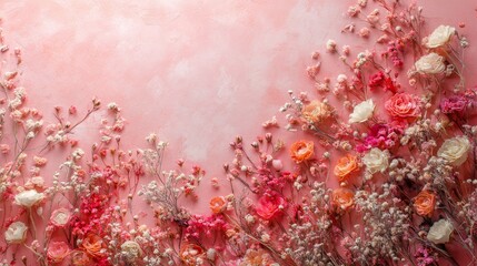 Delicate Pink Pressed Flowers Artistic Floral Arrangement