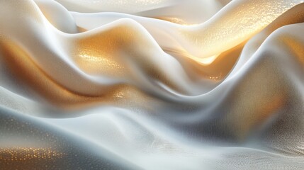 Abstract Gold And White Fabric Draped Waves