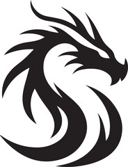 Simple dragon logo on black and white background