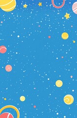 Colorful Planets and Stars in a Blue Galaxy
