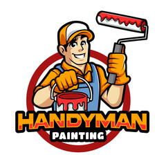 Painter worker logo mascot for your brand