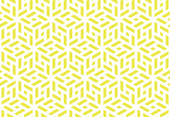 Abstract geometric pattern with stripes, lines. Seamless vector background. White and yellow ornament. Simple lattice graphic design