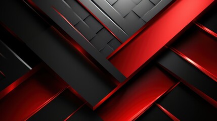 Abstract Red and Black Geometric Design: Intersecting Lines and Shapes Digital Art Wallpaper