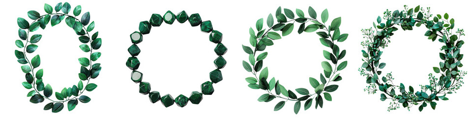 Beautifully Crafted Evergreen Leaf Wreath Decorative Frame Elegant Floral Botanical Nature Organic Garland Circle Design for or Seasonal Backdrop