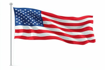 Fototapeta premium Waving American Flag on a pole, vector graphic, patriotic symbol, Generated AI