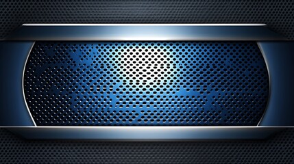 Abstract Blue Metal Perforated Design With Silver Accents