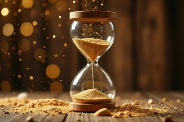 Golden Sand Hourglass Time Passing Concept