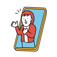 スマートフォンで会話する女性のイメージイラスト