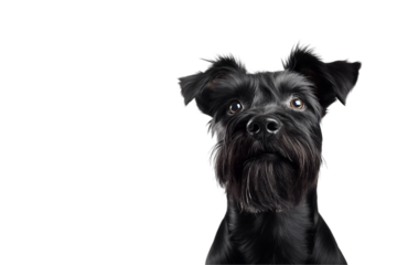 Black Schnauzer puppy isolated on white background.