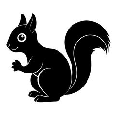 Cute Black Vector Squirrel Line Art Black Vector Silhouette Cartoon Illustratio