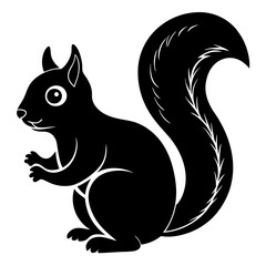 Cute Black Vector Squirrel Line Art Black Vector Silhouette Cartoon Illustratio