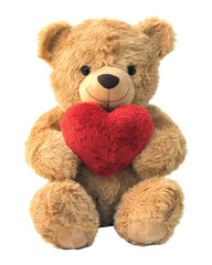 Fototapeta premium Plush Teddy Bear with Heart Pillow on Transparent Background