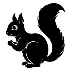 Cute Black Vector Squirrel Line Art Black Vector Silhouette Cartoon Illustratio