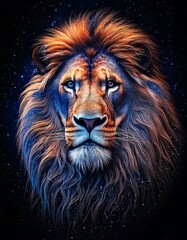 Naklejka premium lion made entirely of stars, cosmic 