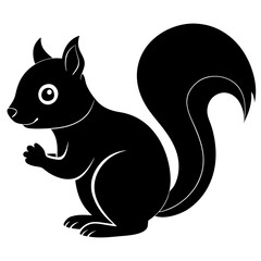 Cute Black Vector Squirrel Line Art Black Vector Silhouette Cartoon Illustratio