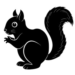 Cute Black Vector Squirrel Line Art Black Vector Silhouette Cartoon Illustratio