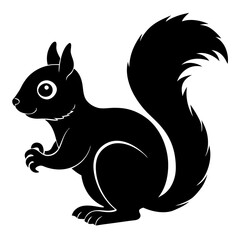 Cute Black Vector Squirrel Line Art Black Vector Silhouette Cartoon Illustratio