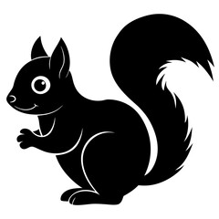 Cute Black Vector Squirrel Line Art Black Vector Silhouette Cartoon Illustratio