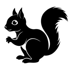 Cute Black Vector Squirrel Line Art Black Vector Silhouette Cartoon Illustratio