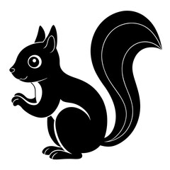 Cute Black Vector Squirrel Line Art Black Vector Silhouette Cartoon Illustratio