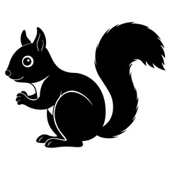 Cute Black Vector Squirrel Line Art Black Vector Silhouette Cartoon Illustratio