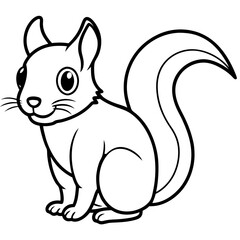 Cute Black Vector Squirrel Line Art Black Vector Silhouette Cartoon Illustratio