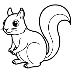 Cute Black Vector Squirrel Line Art Black Vector Silhouette Cartoon Illustratio