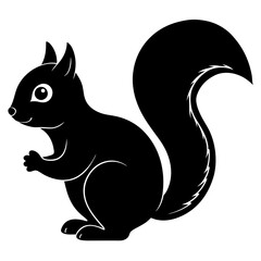 Cute Black Vector Squirrel Line Art Black Vector Silhouette Cartoon Illustratio