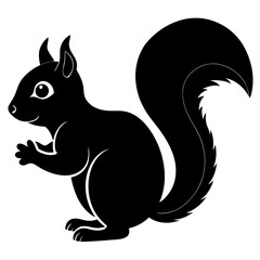 Cute Black Vector Squirrel Line Art Black Vector Silhouette Cartoon Illustratio