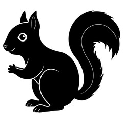 Cute Black Vector Squirrel Line Art Black Vector Silhouette Cartoon Illustratio