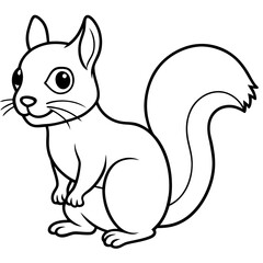 Cute Black Vector Squirrel Line Art Black Vector Silhouette Cartoon Illustratio