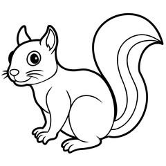 Cute Black Vector Squirrel Line Art Black Vector Silhouette Cartoon Illustratio