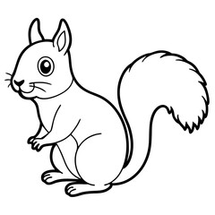 Cute Black Vector Squirrel Line Art Black Vector Silhouette Cartoon Illustratio