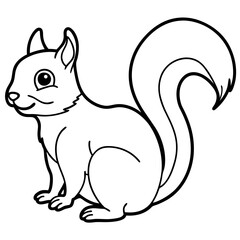 Cute Black Vector Squirrel Line Art Black Vector Silhouette Cartoon Illustratio