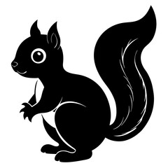 Cute Black Vector Squirrel Line Art Black Vector Silhouette Cartoon Illustratio