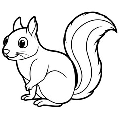 Cute Black Vector Squirrel Line Art Black Vector Silhouette Cartoon Illustratio