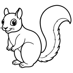 Cute Black Vector Squirrel Line Art Black Vector Silhouette Cartoon Illustratio