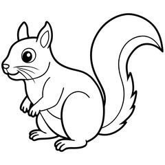 Cute Black Vector Squirrel Line Art Black Vector Silhouette Cartoon Illustratio