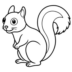 Cute Black Vector Squirrel Line Art Black Vector Silhouette Cartoon Illustratio