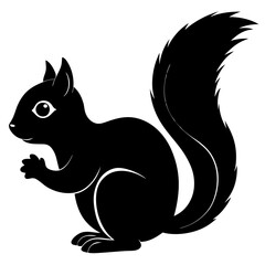 Cute Black Vector Squirrel Line Art Black Vector Silhouette Cartoon Illustratio