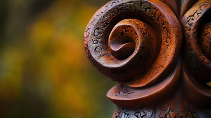 Vibrant Textured Clay Abstract Sculpture Showcasing Intricate Spiral Designs in an Artistic Display. Generative AI