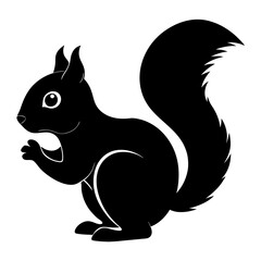 Cute Black Vector Squirrel Line Art Black Vector Silhouette Cartoon Illustratio