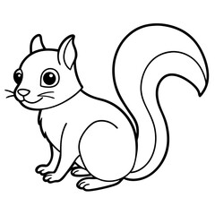 Cute Black Vector Squirrel Line Art Black Vector Silhouette Cartoon Illustratio