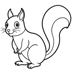 Cute Black Vector Squirrel Line Art Black Vector Silhouette Cartoon Illustratio