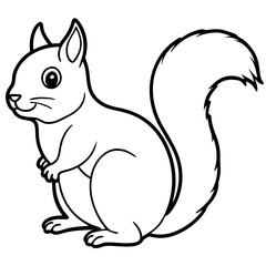 Cute Black Vector Squirrel Line Art Black Vector Silhouette Cartoon Illustratio