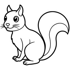 Cute Black Vector Squirrel Line Art Black Vector Silhouette Cartoon Illustratio