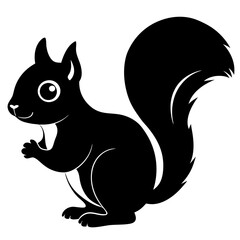 Cute Black Vector Squirrel Line Art Black Vector Silhouette Cartoon Illustratio